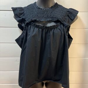 OLD NAVY Smocked Ruffle Sleeveless Top – Black – XL